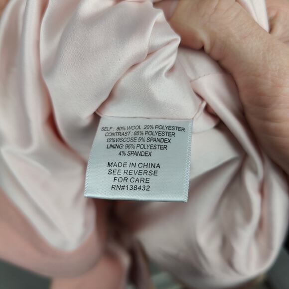 Modcloth 3D Polka Dot Coat Womens Small‎ Pink White Wool Blend Retro Peacoat - Picture 7 of 8